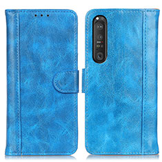 Custodia Portafoglio In Pelle Cover con Supporto D07Y per Sony Xperia 1 III Cielo Blu