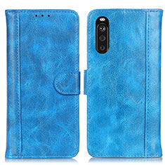 Custodia Portafoglio In Pelle Cover con Supporto D07Y per Sony Xperia 10 III Cielo Blu