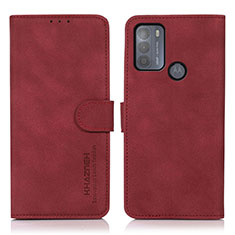 Custodia Portafoglio In Pelle Cover con Supporto D08Y per Motorola Moto G50 Rosso