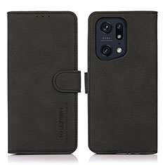 Custodia Portafoglio In Pelle Cover con Supporto D08Y per Oppo Find X5 Pro 5G Nero