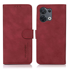 Custodia Portafoglio In Pelle Cover con Supporto D08Y per Oppo Reno8 Pro 5G Rosso