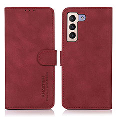 Custodia Portafoglio In Pelle Cover con Supporto D08Y per Samsung Galaxy S21 5G Rosso