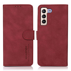 Custodia Portafoglio In Pelle Cover con Supporto D08Y per Samsung Galaxy S21 FE 5G Rosso