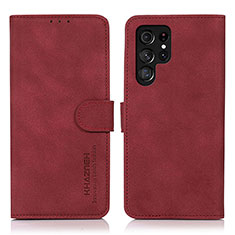 Custodia Portafoglio In Pelle Cover con Supporto D08Y per Samsung Galaxy S21 Ultra 5G Rosso