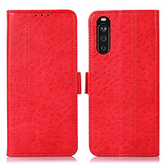 Custodia Portafoglio In Pelle Cover con Supporto D08Y per Sony Xperia 10 III Rosso