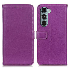 Custodia Portafoglio In Pelle Cover con Supporto D09Y per Motorola Moto G200 5G Viola