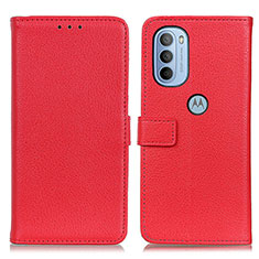 Custodia Portafoglio In Pelle Cover con Supporto D09Y per Motorola Moto G31 Rosso