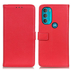Custodia Portafoglio In Pelle Cover con Supporto D09Y per Motorola Moto G71 5G Rosso