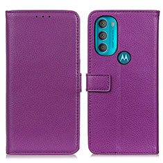 Custodia Portafoglio In Pelle Cover con Supporto D09Y per Motorola Moto G71 5G Viola