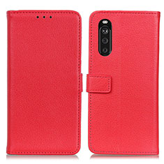 Custodia Portafoglio In Pelle Cover con Supporto D09Y per Sony Xperia 10 III Rosso