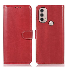 Custodia Portafoglio In Pelle Cover con Supporto D10Y per Motorola Moto E40 Rosso