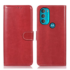 Custodia Portafoglio In Pelle Cover con Supporto D10Y per Motorola Moto G71 5G Rosso