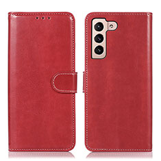 Custodia Portafoglio In Pelle Cover con Supporto D10Y per Samsung Galaxy S22 5G Rosso