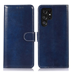 Custodia Portafoglio In Pelle Cover con Supporto D10Y per Samsung Galaxy S22 Ultra 5G Blu