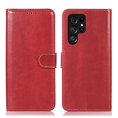 Custodia Portafoglio In Pelle Cover con Supporto D10Y per Samsung Galaxy S23 Ultra 5G Rosso