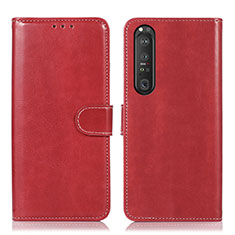 Custodia Portafoglio In Pelle Cover con Supporto D10Y per Sony Xperia 1 III Rosso