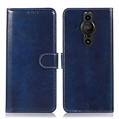 Custodia Portafoglio In Pelle Cover con Supporto D10Y per Sony Xperia PRO-I Blu