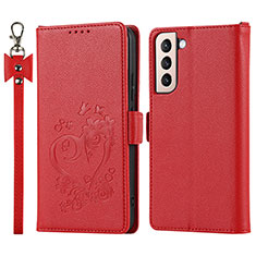 Custodia Portafoglio In Pelle Cover con Supporto D11T per Samsung Galaxy S21 Plus 5G Rosso