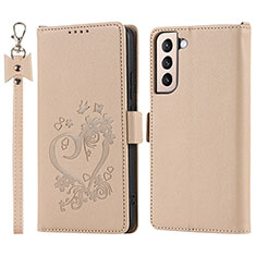 Custodia Portafoglio In Pelle Cover con Supporto D11T per Samsung Galaxy S22 Plus 5G Oro