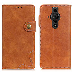 Custodia Portafoglio In Pelle Cover con Supporto D11Y per Sony Xperia PRO-I Marrone