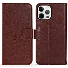 Custodia Portafoglio In Pelle Cover con Supporto DL1 per Apple iPhone 13 Pro Max Marrone