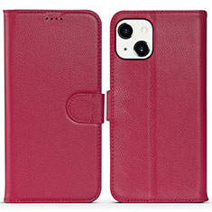 Custodia Portafoglio In Pelle Cover con Supporto DL1 per Apple iPhone 15 Plus Rosa Caldo