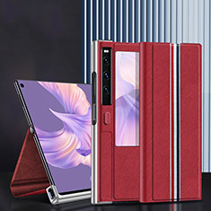 Custodia Portafoglio In Pelle Cover con Supporto DL1 per Huawei Mate Xs 2 Rosso