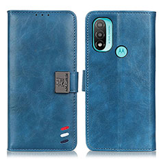 Custodia Portafoglio In Pelle Cover con Supporto DY01 per Motorola Moto E20 Blu