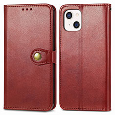 Custodia Portafoglio In Pelle Cover con Supporto F01 per Apple iPhone 14 Plus Rosso