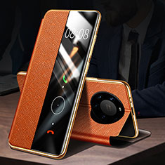 Custodia Portafoglio In Pelle Cover con Supporto F02 per Huawei Mate 40 Pro+ Plus Arancione