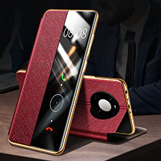 Custodia Portafoglio In Pelle Cover con Supporto F02 per Huawei Mate 40 Pro Rosso