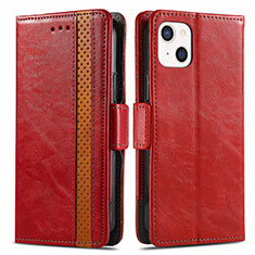 Custodia Portafoglio In Pelle Cover con Supporto F03 per Apple iPhone 13 Mini Rosso