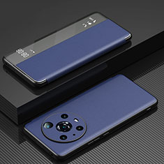 Custodia Portafoglio In Pelle Cover con Supporto GS1 per Huawei Honor Magic4 Pro 5G Blu