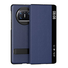 Custodia Portafoglio In Pelle Cover con Supporto GS1 per Huawei Mate X3 Blu