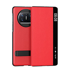 Custodia Portafoglio In Pelle Cover con Supporto GS1 per Huawei Mate X3 Rosso