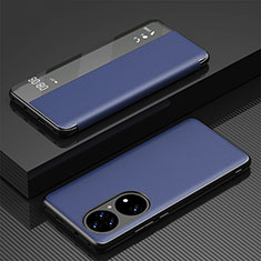 Custodia Portafoglio In Pelle Cover con Supporto GS1 per Huawei P50 Blu