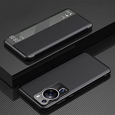 Custodia Portafoglio In Pelle Cover con Supporto GS1 per Huawei P60 Nero