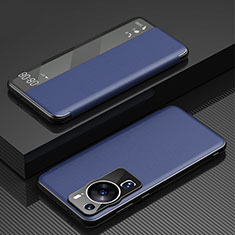 Custodia Portafoglio In Pelle Cover con Supporto GS1 per Huawei P60 Pro Blu