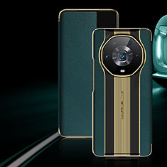 Custodia Portafoglio In Pelle Cover con Supporto GS2 per Huawei Honor Magic4 Ultimate 5G Verde