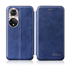 Custodia Portafoglio In Pelle Cover con Supporto H01D per Huawei Honor 50 5G Blu