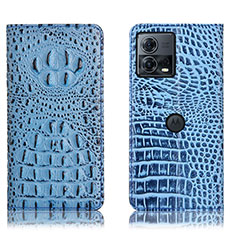 Custodia Portafoglio In Pelle Cover con Supporto H01P per Motorola Moto Edge 30 Fusion 5G Cielo Blu