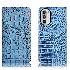 Custodia Portafoglio In Pelle Cover con Supporto H01P per Motorola Moto G71s 5G Cielo Blu