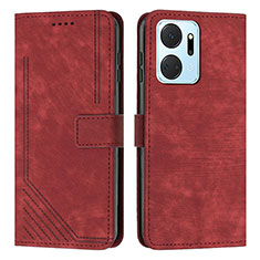 Custodia Portafoglio In Pelle Cover con Supporto H01X per Huawei Honor X7a Rosso