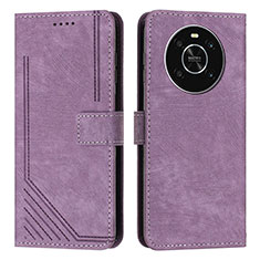 Custodia Portafoglio In Pelle Cover con Supporto H01X per Huawei Honor X9 4G Viola