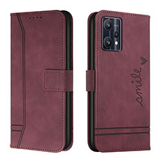 Custodia Portafoglio In Pelle Cover con Supporto H01X per Realme 9 Pro 5G Rosso