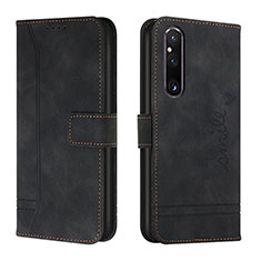 Custodia Portafoglio In Pelle Cover con Supporto H01X per Sony Xperia 1 V Nero