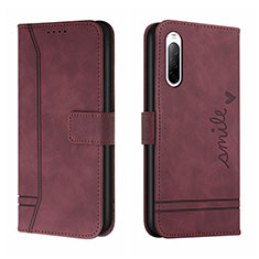 Custodia Portafoglio In Pelle Cover con Supporto H01X per Sony Xperia L4 Rosso