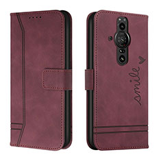 Custodia Portafoglio In Pelle Cover con Supporto H01X per Sony Xperia PRO-I Rosso