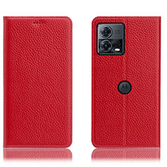 Custodia Portafoglio In Pelle Cover con Supporto H02P per Motorola Moto Edge 30 Fusion 5G Rosso