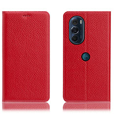 Custodia Portafoglio In Pelle Cover con Supporto H02P per Motorola Moto Edge Plus (2022) 5G Rosso